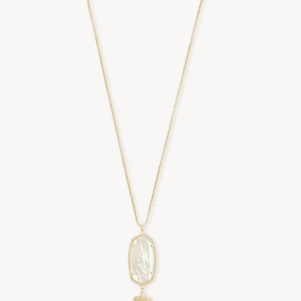 Rayne Rose Gold Long Pendant Necklace in Ivory Mother-of-Pearl